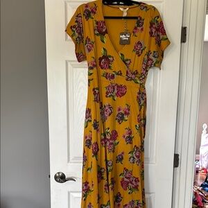 Matilda Jane Floral Yellow Wrap Dress- nwt- size medium